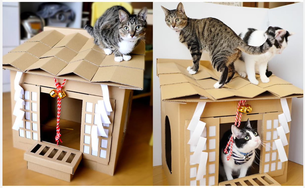 来年の初詣先は猫神様、猫助けにもなる段ボール製猫神社
